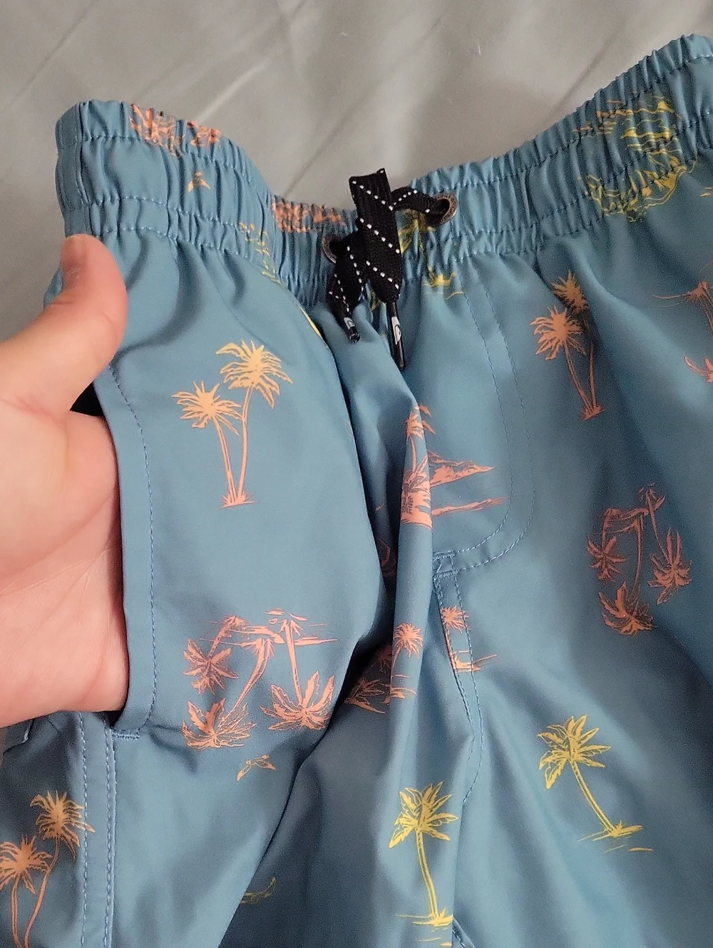 Quicksilver Kids' Light Blue Palm Print Swim Trunks Size XS 5/6